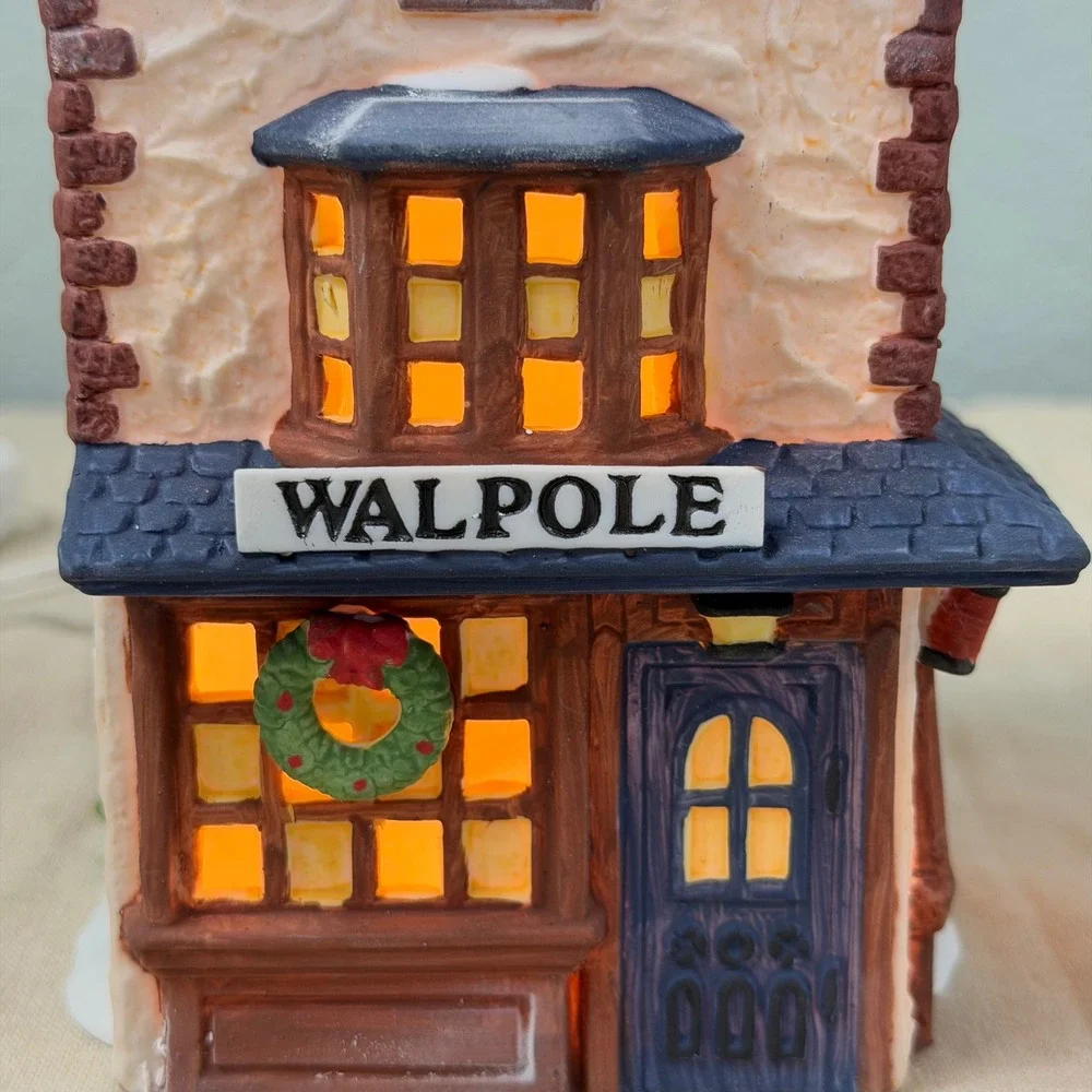 Walpole Tailors Lighted Christmas Village House English Storefront Decor 7 Inch